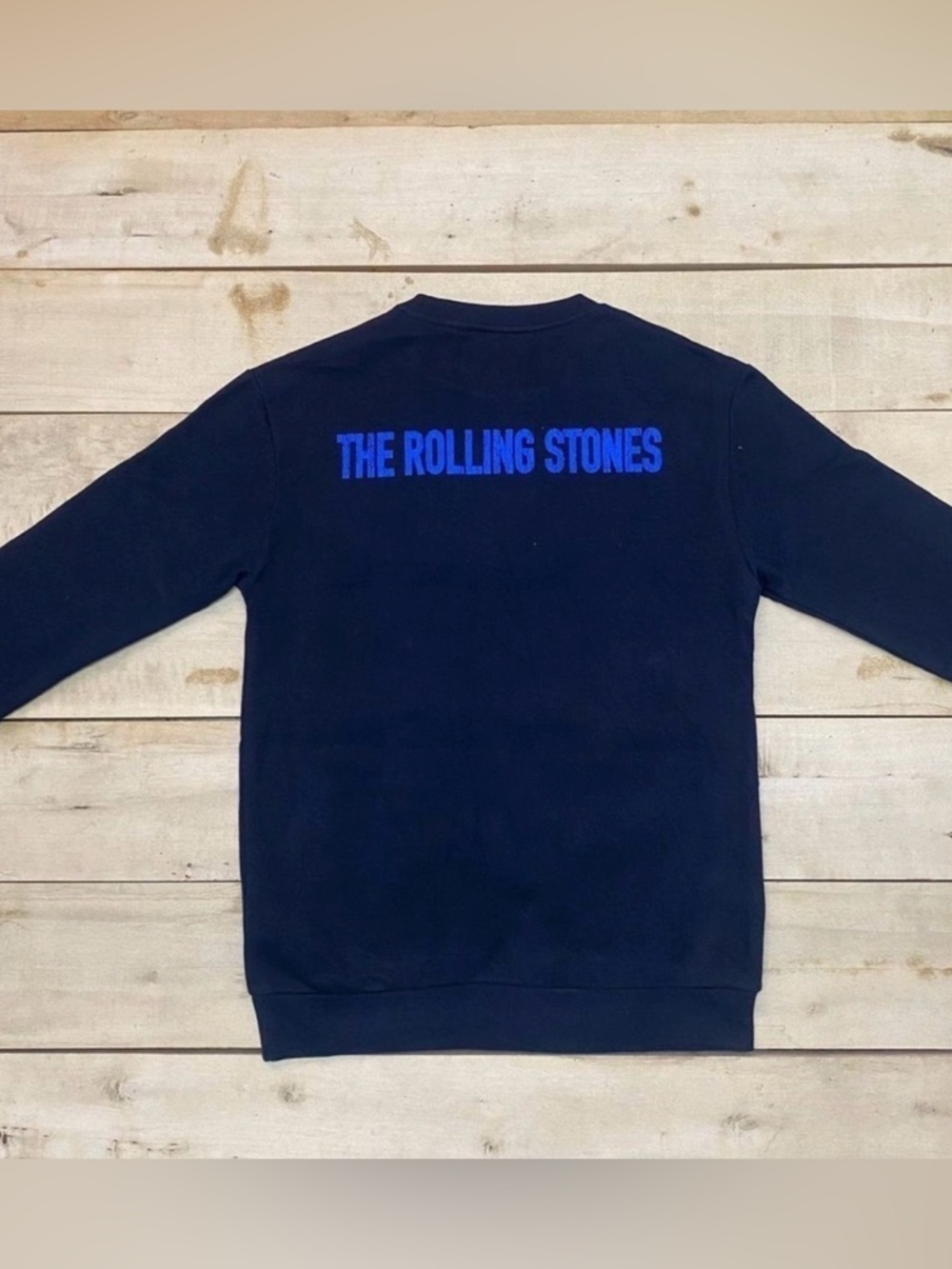 ZARA + The Rolling Stones Black Graphic Pullover Sweatshirt Blue Red Tongue L - Picture 10 of 15